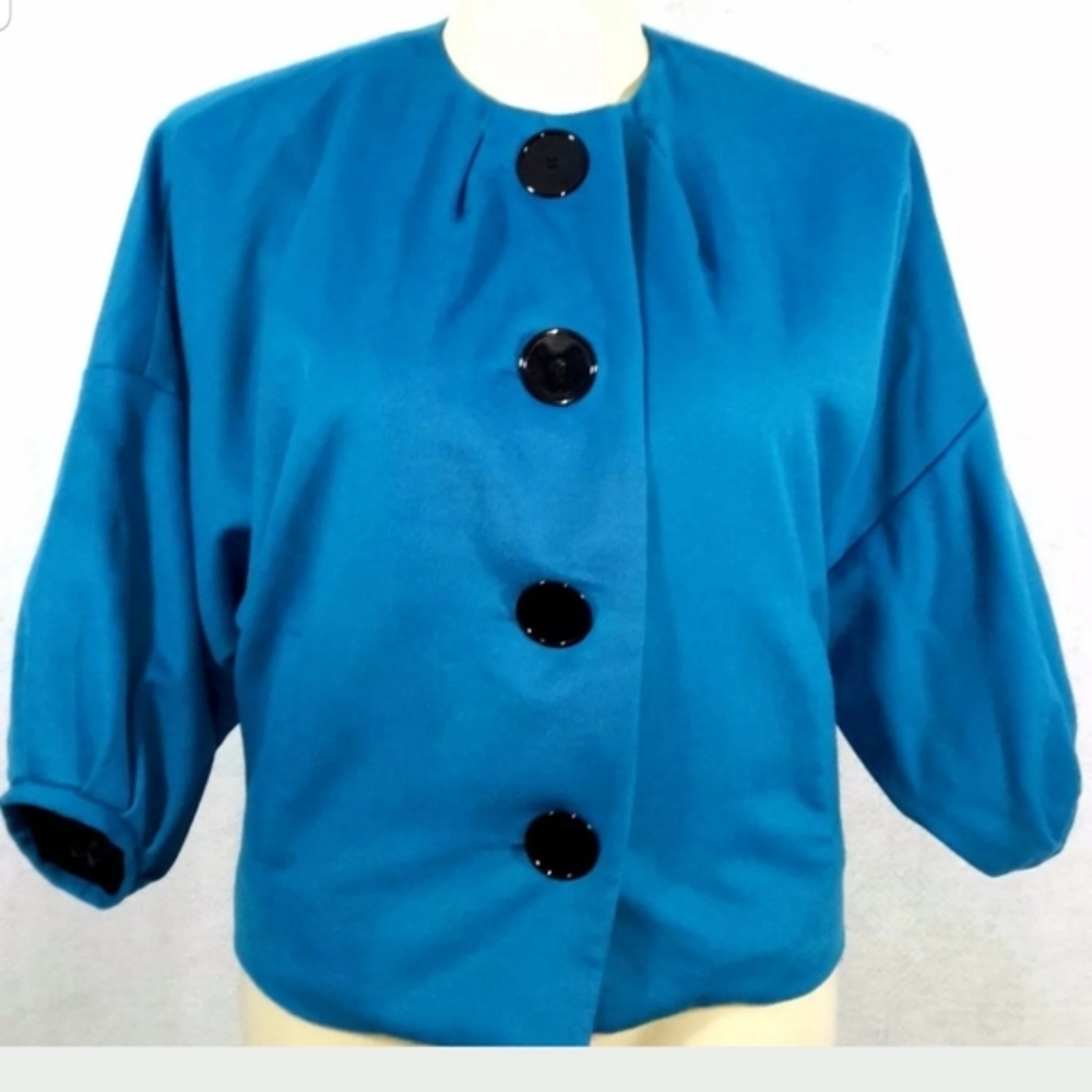 Karen Kane blue jacket coat wool cashmere M